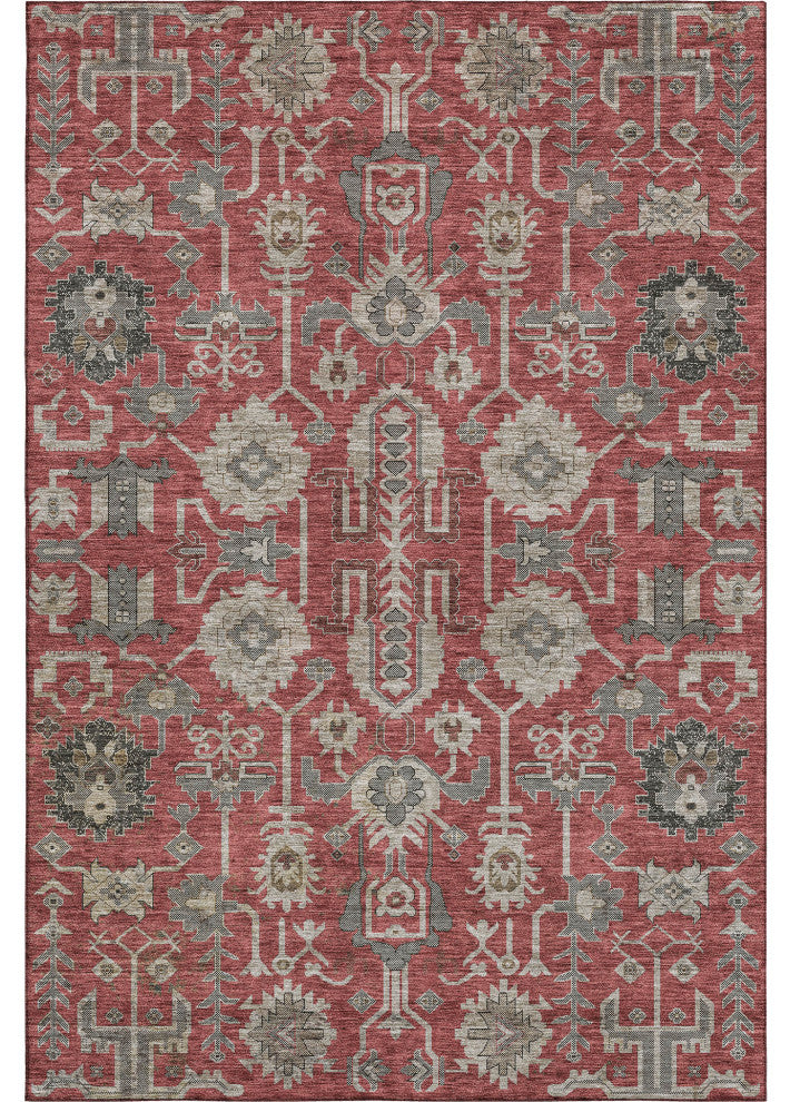 Premium Machine Washable Mayfield AMF697 Red 5' x 7'6" Rug