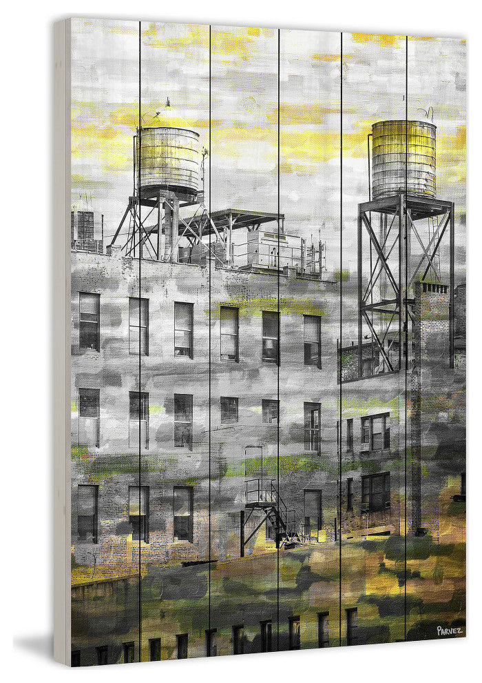 "Twin Silos" Print on White Wood, 24"x36"