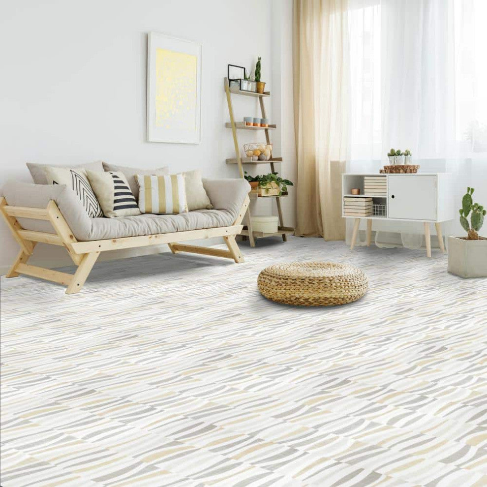 PowerSellerUSA Self-Stick Vinyl Modern Geometric 20-Pcs 1.5mm Thick Tiles 12"