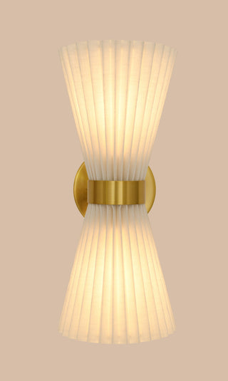 Beacon Lighting Amore Pleated Wall Bracket, Brass With White Linen Shade, 2 Light