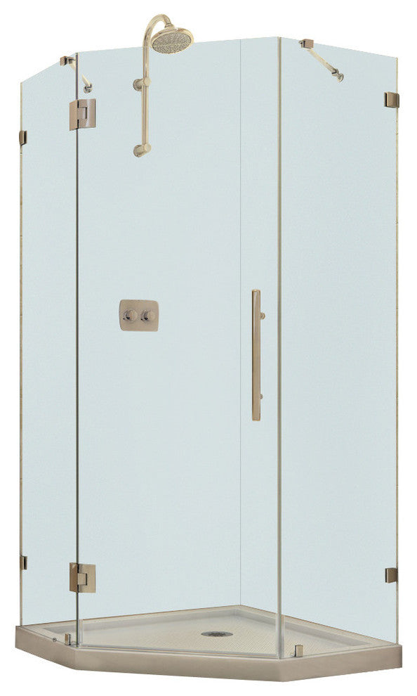 Prism Lux Frameless Hinged Shower Enclosure, Chrome, 38"x38"