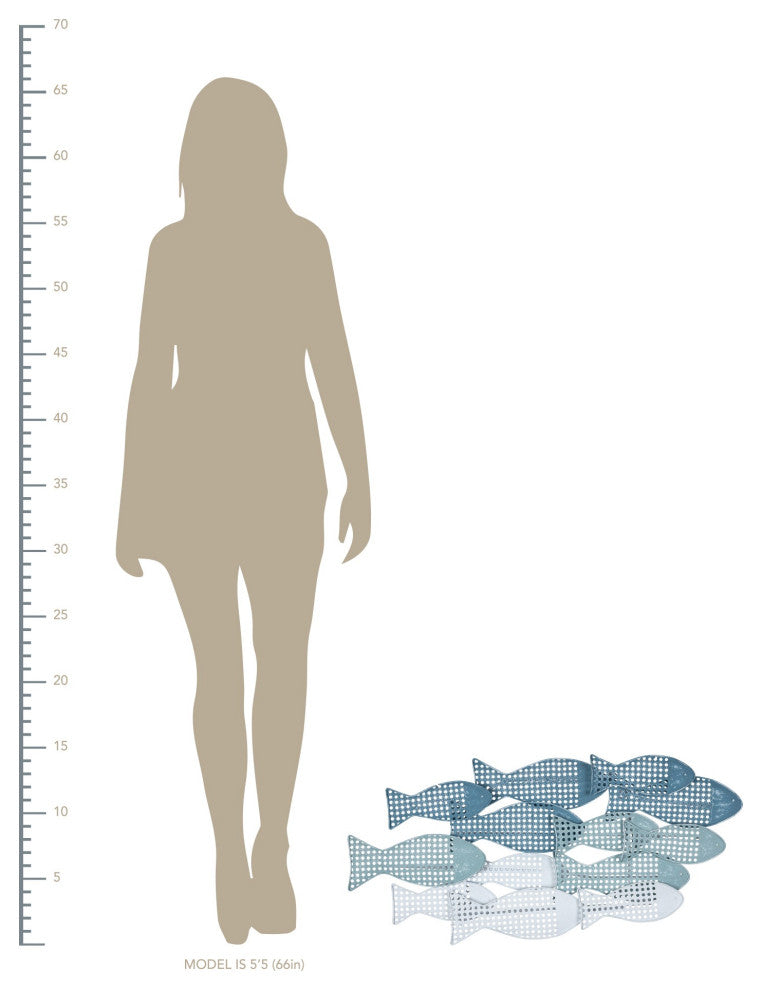 Contemporary Blue Ombre Metal Fish Wall D"cor