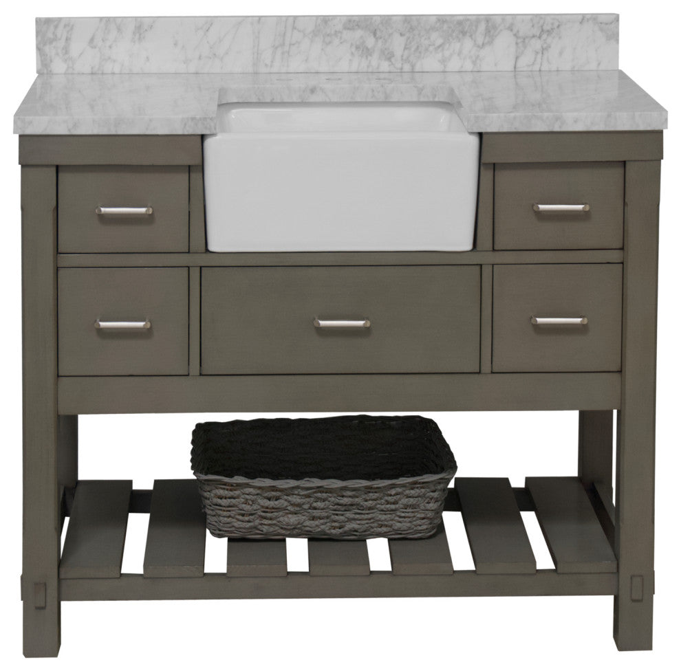 Charlotte 48" Bathroom Vanity, Weathered Gray, Carrara Marble