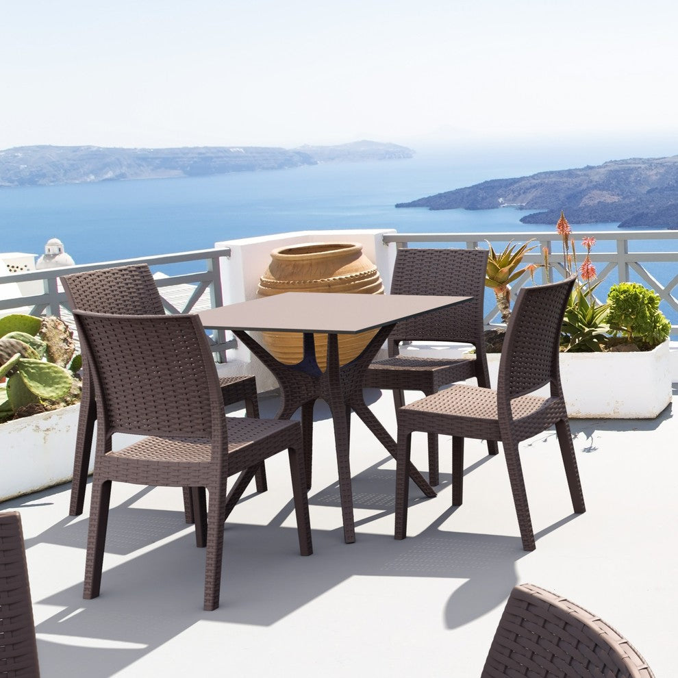 Compamia Ibiza 5-Piece Square Outdoor Dining Set, Brown