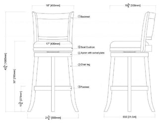 Augusta Swivel Bar Stool, Cappuccino