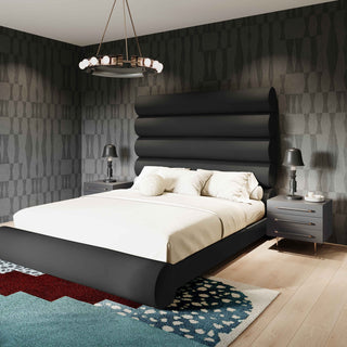 TOV Furniture Durwin Black Velvet Bed in Queen