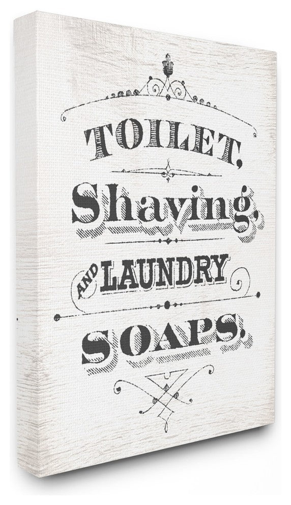 Vintage Toilet Shaving Laundry & Soaps Sign Canvas Wall Art, 30"x40"