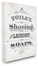 Vintage Toilet Shaving Laundry & Soaps Sign Canvas Wall Art, 30"x40"