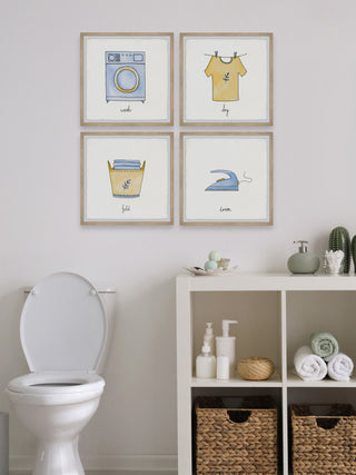 Laundry Services Quadriptych, 4-Piece Set, 24x24 Panels