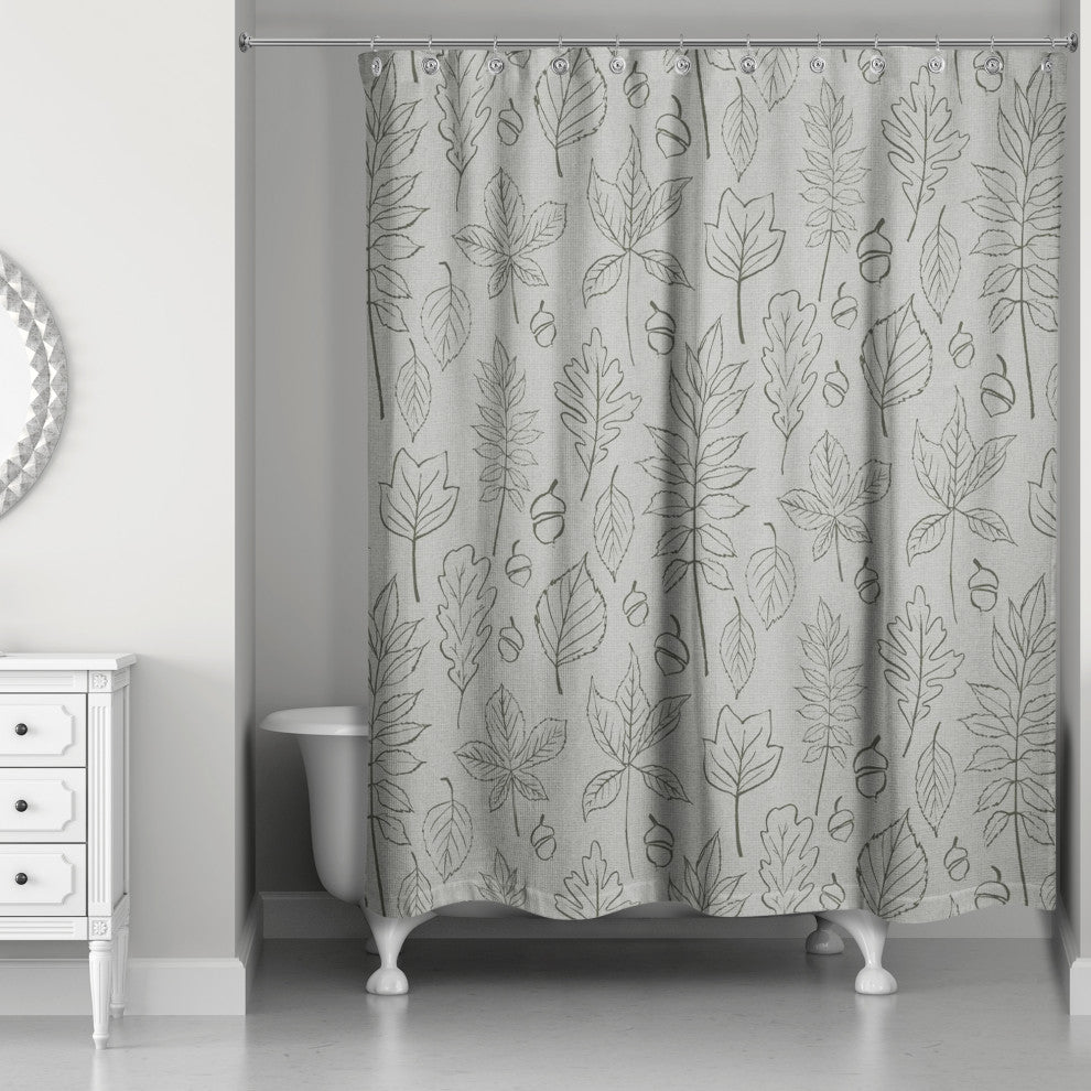 Green Leaf Pattern 71x74 Shower Curtain