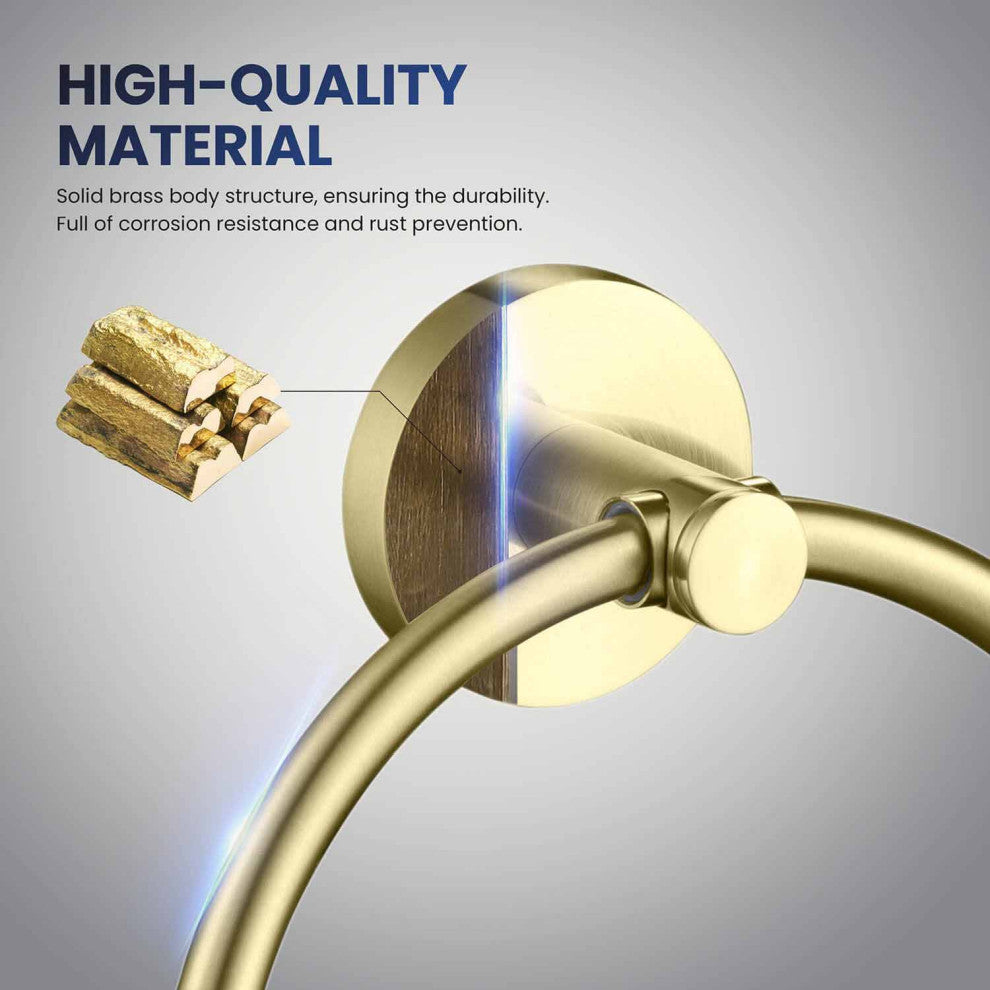 Circular Bathroom Towel Ring, Brushed Gold