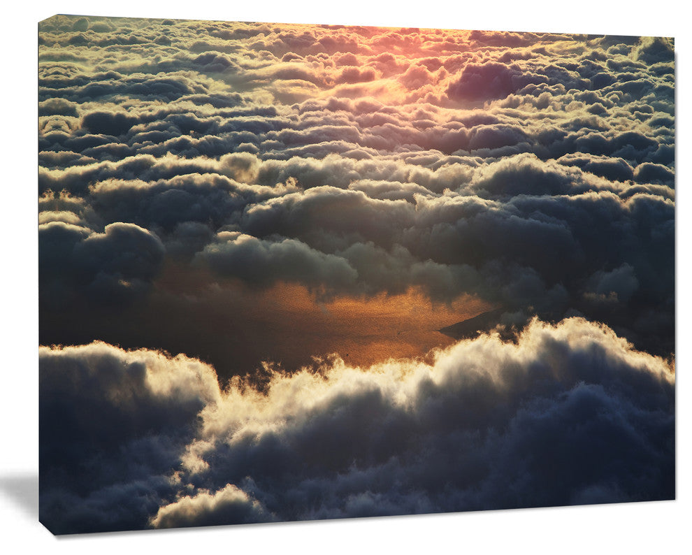 Heavy Dark Clouds At Sunset, Floral Canvas Art Print, 20"x12"