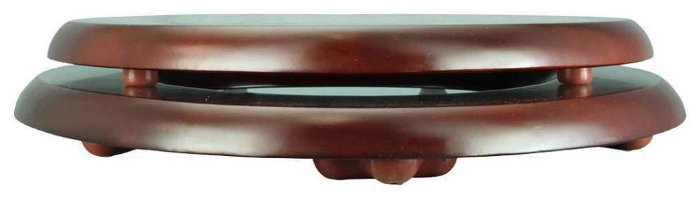 Cherry Finish Wooden Elongated Toilet Seat with Chrome Hinges and Stabilizers