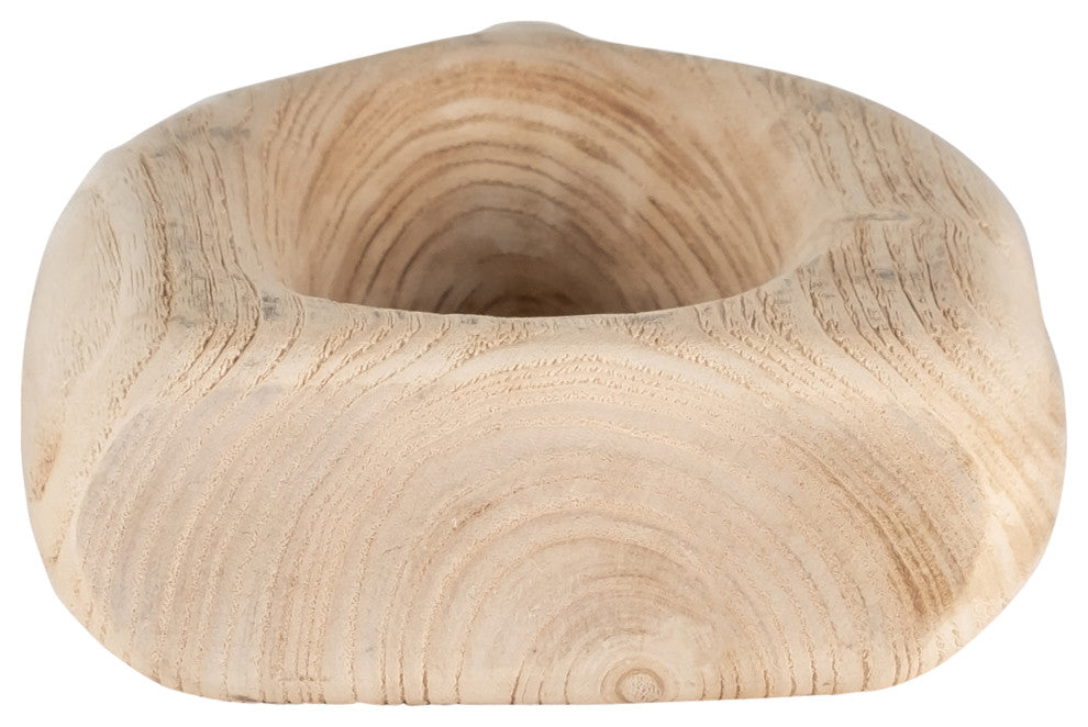 Wood, 14"H Cut-Out Vase, Natural