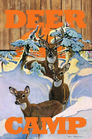 "Deer Camp 2" Painting Print on Canvas by Saturday Evening Post