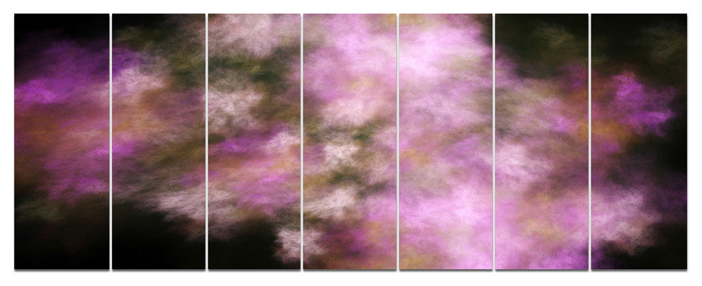 Perfect Pink Starry Sky, Abstract Canvas Art Print, 83"x32", 7 Panels