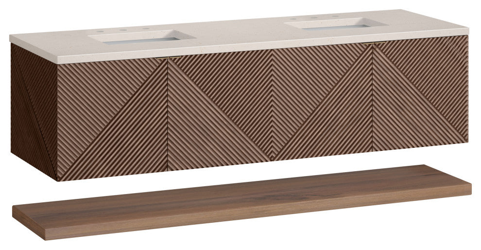 Marcello 72" Double Vanity, Chestnut, Eternal Marfil