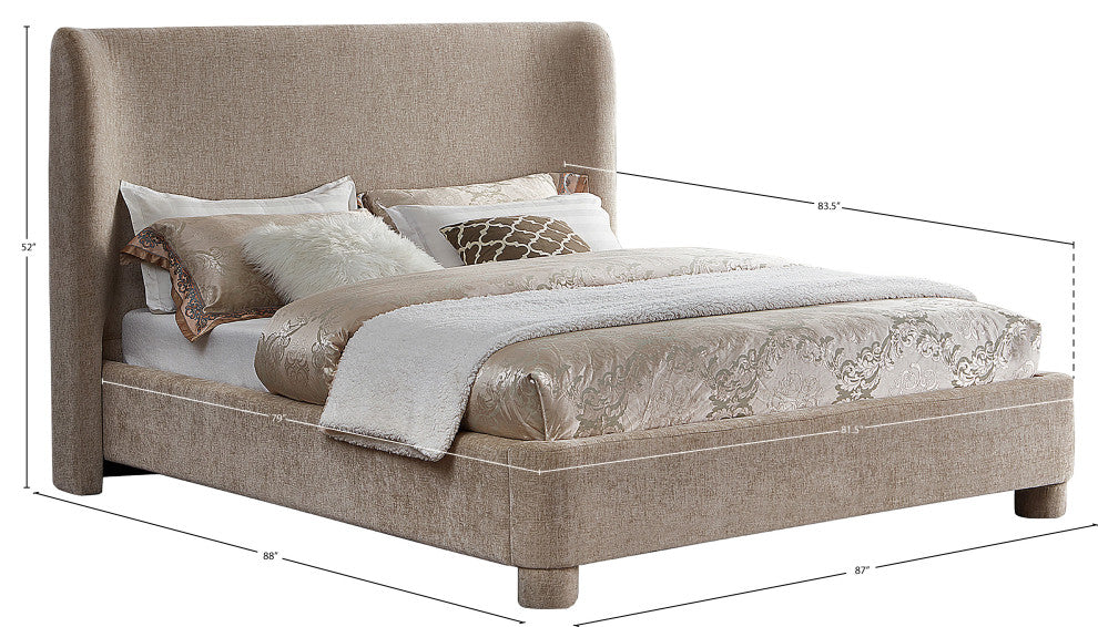 Penny Bed, Beige, King, Chenille Fabric