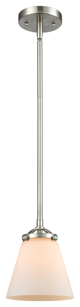 Small Cone 1-Light Mini Pendant, Brushed Satin Nickel, Matte White