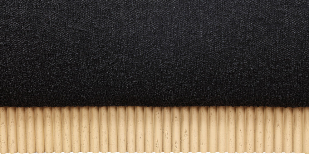 Rigby Boucle Fabric Upholstered Bed, Black, King, Natural