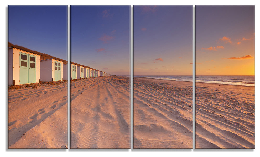 Laguna Canapa Bolivia at Sunset, Modern Landscape Canvas Art, 48"x28", 4 Panels