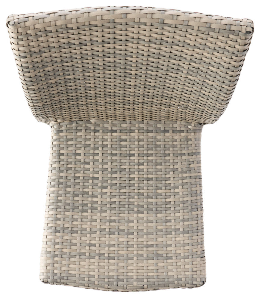 GDF Studio Dorside Outdoor Wicker Armless Stack Chairs With Aluminum Frame, Chateau Gray, Set of 4