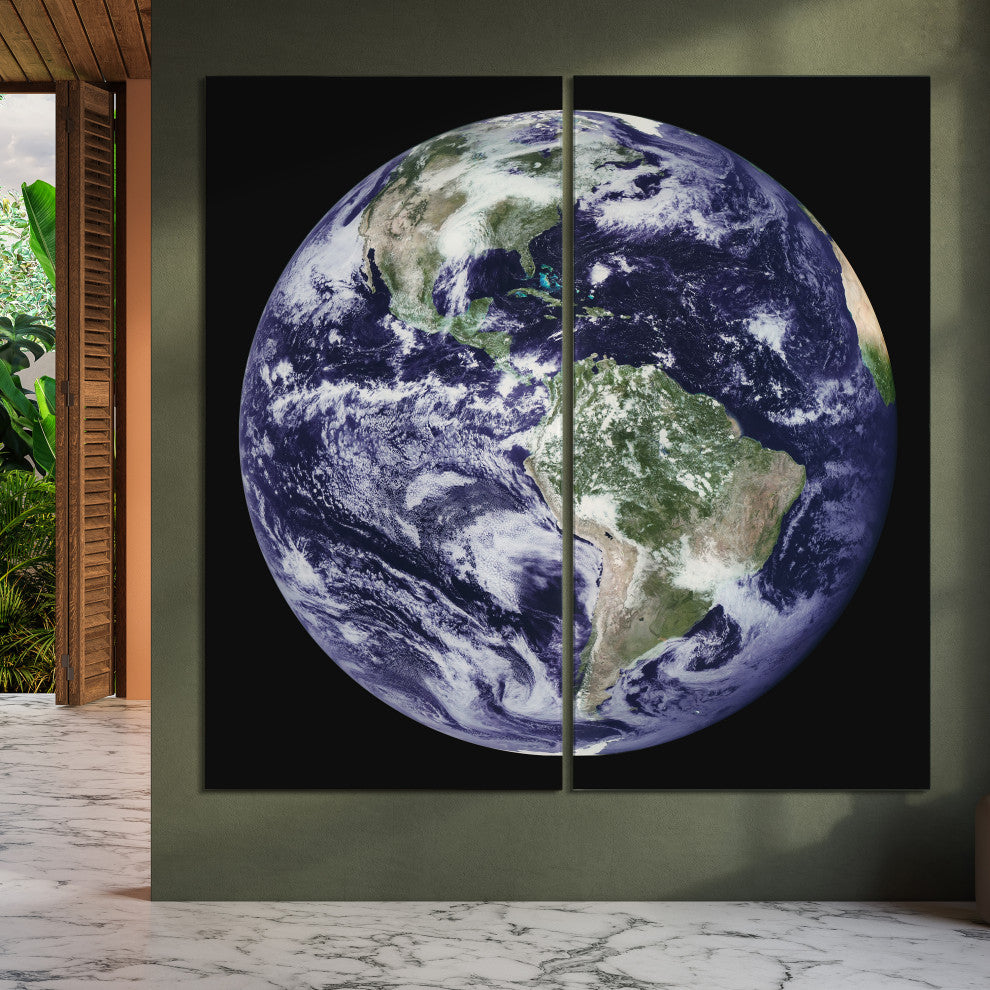 "Terra" Oversized Frameless Free-Floating Reverse Printed Tempered Art Glass Set