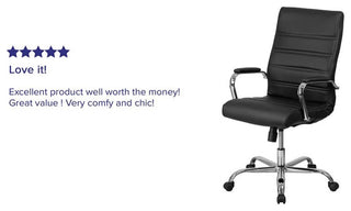 Pemberly Row High Back Leather Office Swivel Chair in Black and Chrome