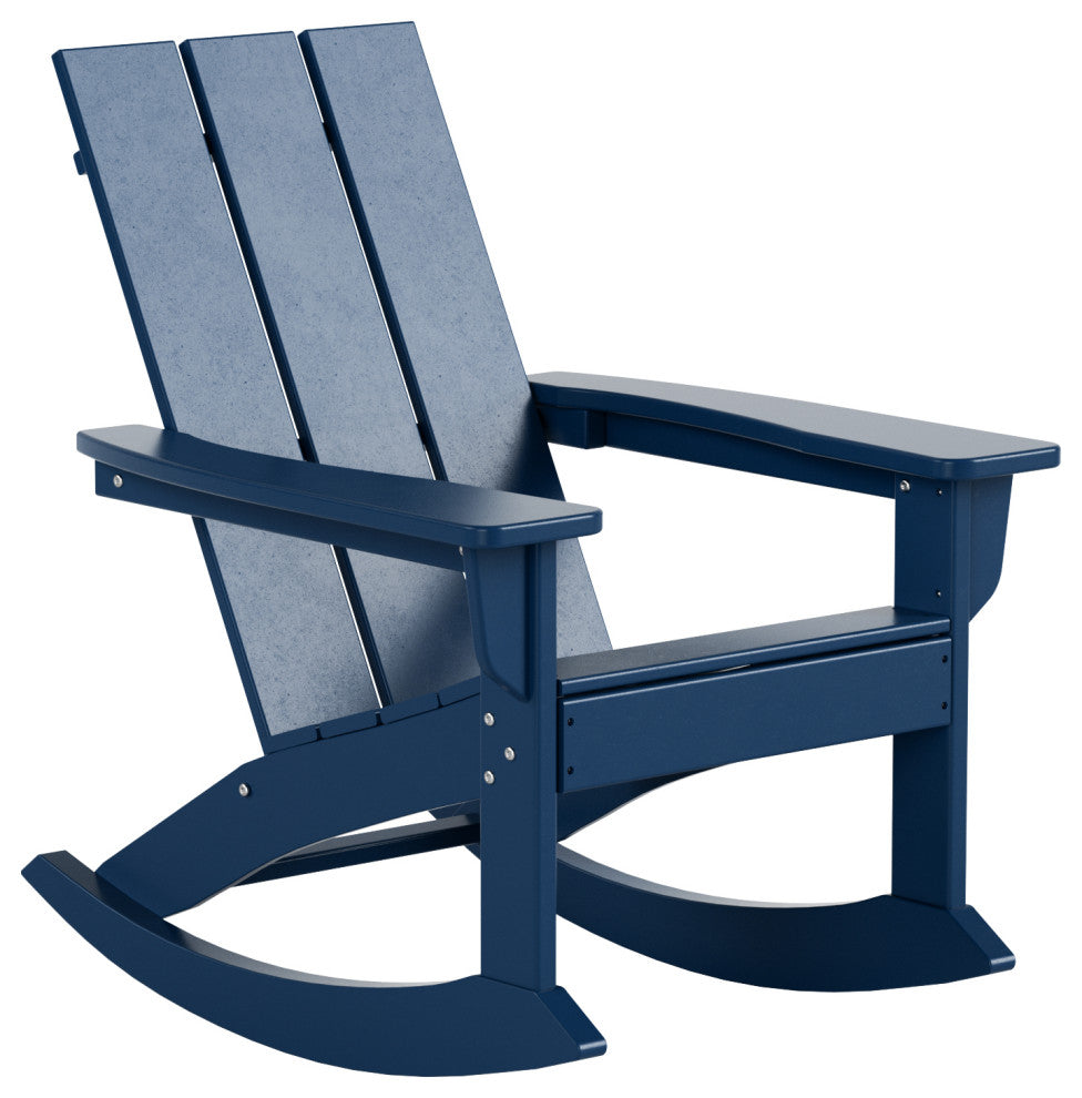WestinTrends Modern Adirondack Outdoor Patio Rocking Chair, Porch Rocker, Navy Blue