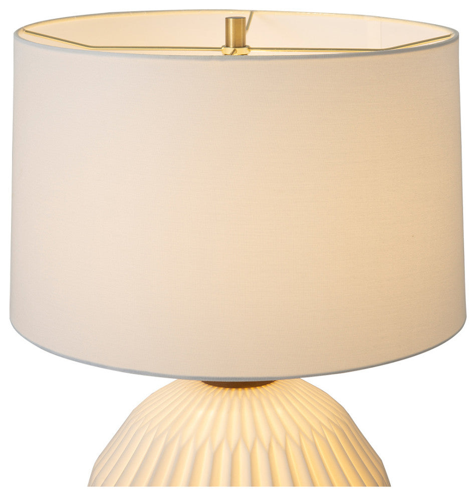 Moraga Table Lamp - 24", Bone Porcelain and Walnut, 4-Way Rotary Switch