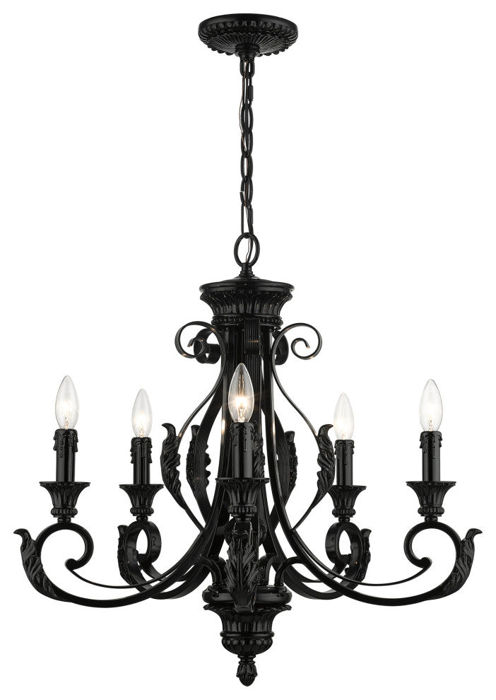Valencia 5-Light Shiny Black Chandelier