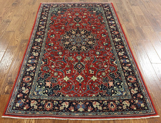New Fine Persian Sarouk Hand Knotted Wool Rug 4' X 7'