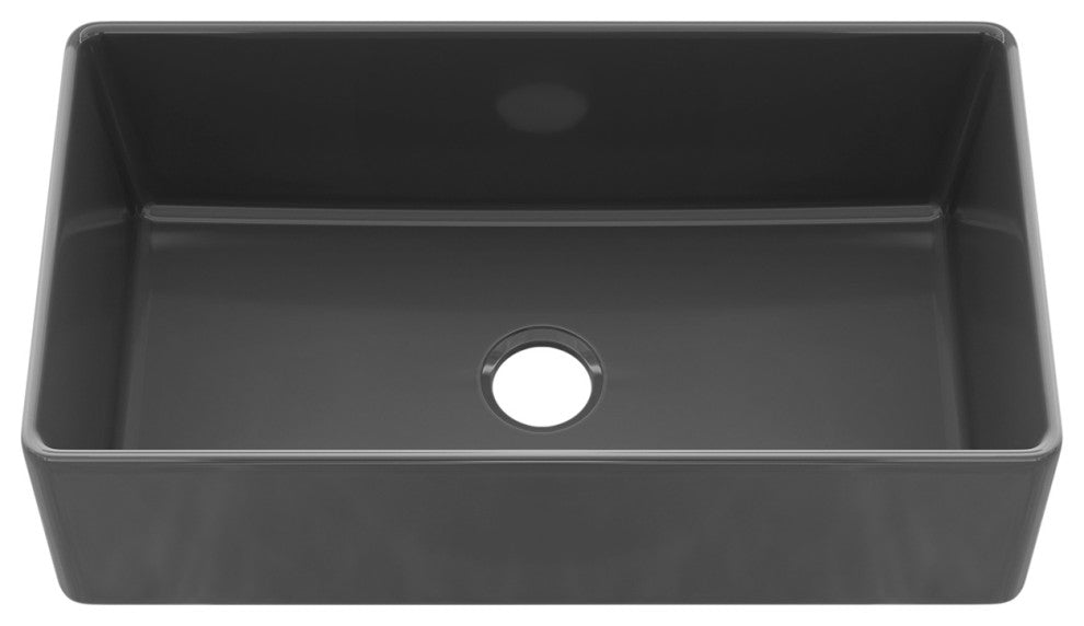 Sinber Farmhouse Apron Single Bowl Kitchen Sink with Fireclay 2 Accessories, Black, 33" X 18"