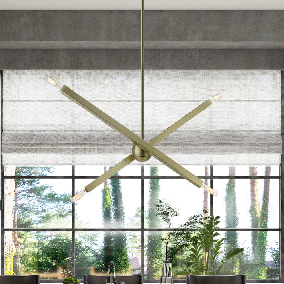 Livex Lighting Monaco 4-Light Antique Brass Linear Chandelier