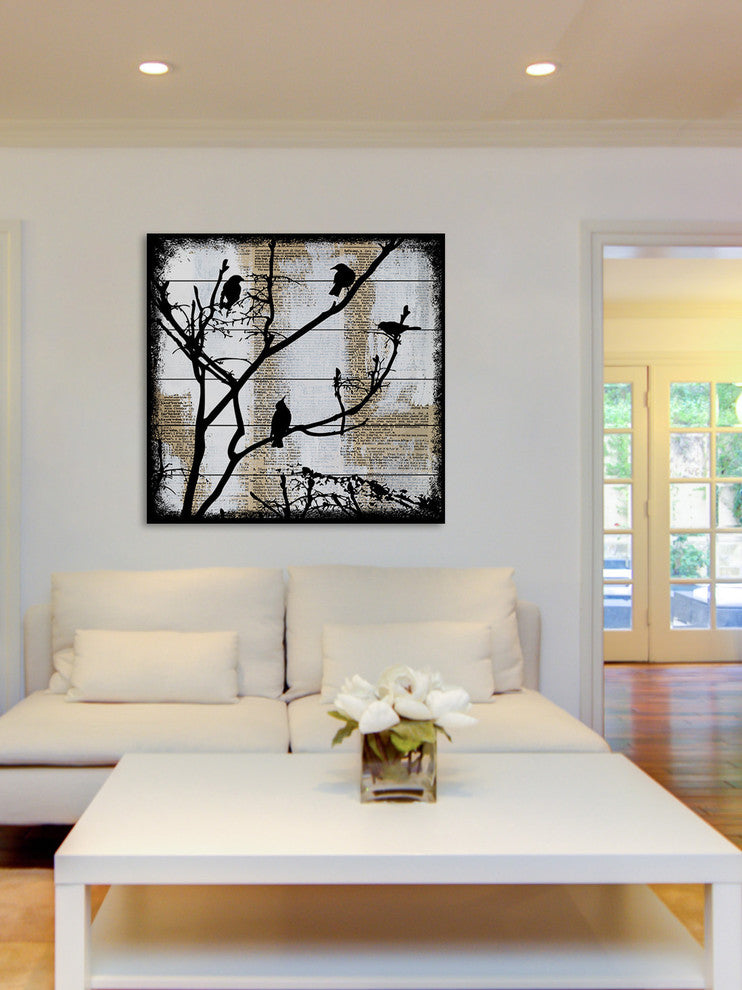 Marmont Hill, "Bird Committee" by Vicki Butler Painting Print, White Wood
