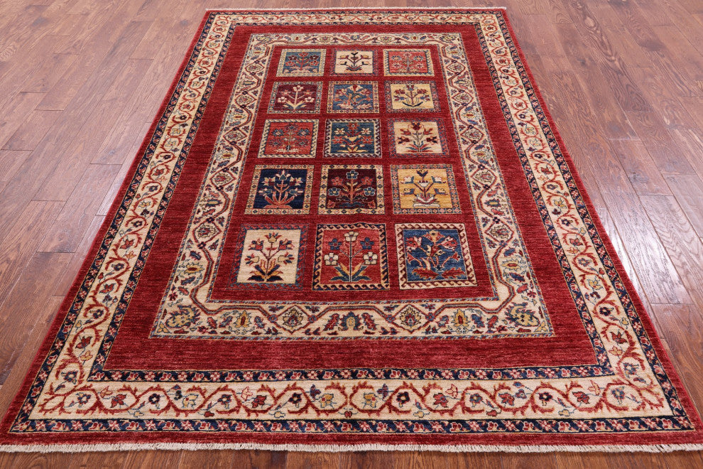 Persian Garden Design Handmade Wool Rug 5' 6" X 8' 2" Q10663