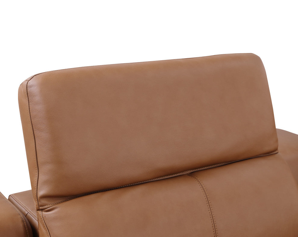 Federico 8-Piece L-Shaped Italian Leather Sectional, 4 Power Recliners, Cognac