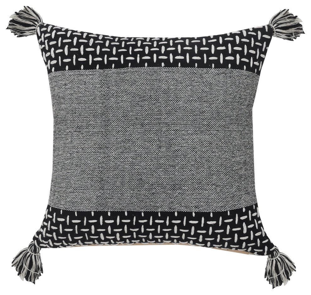 Interwoven Dash Geometric Throw Pillow with Tassels