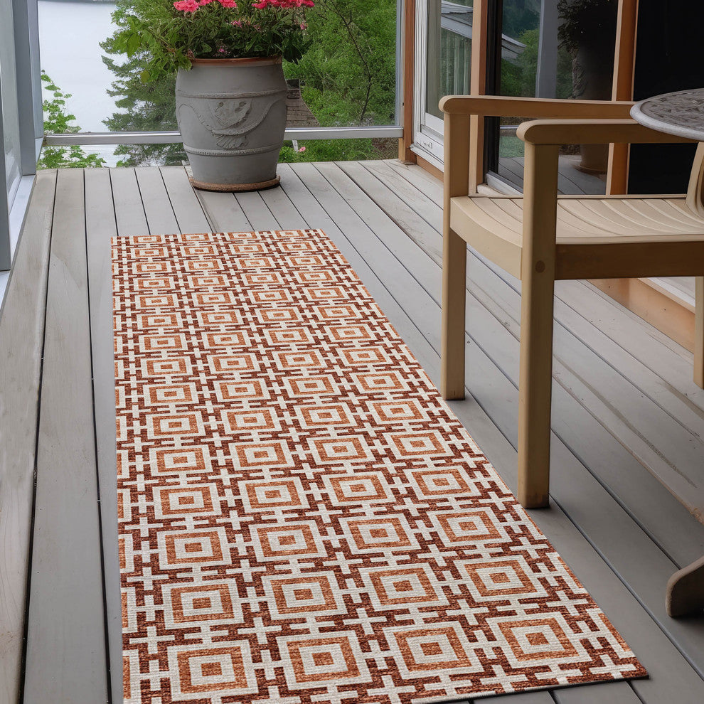 Indoor/Outdoor Marlo MO1 Paprika Machine Washable 2'3" x 10' Rug
