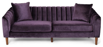 Susan Contemporary Velvet 3-Seater Sofa, Blackberry/Dark Brown