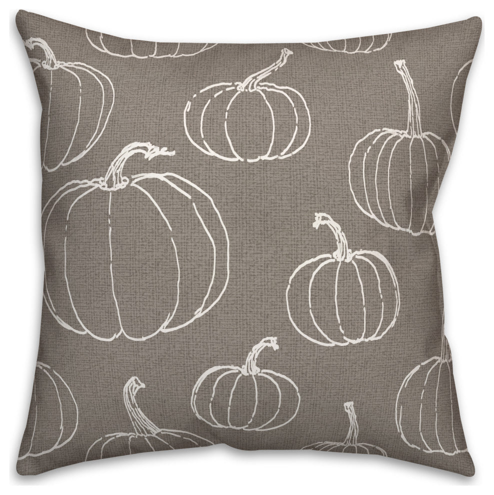 Gray Pumpkin Pattern 18x18 Spun Poly Pillow
