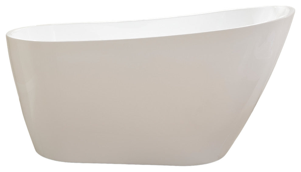 Vanity Art Freestanding Acrylic Soaking Bathtub, White/Titanium Gold, 55"