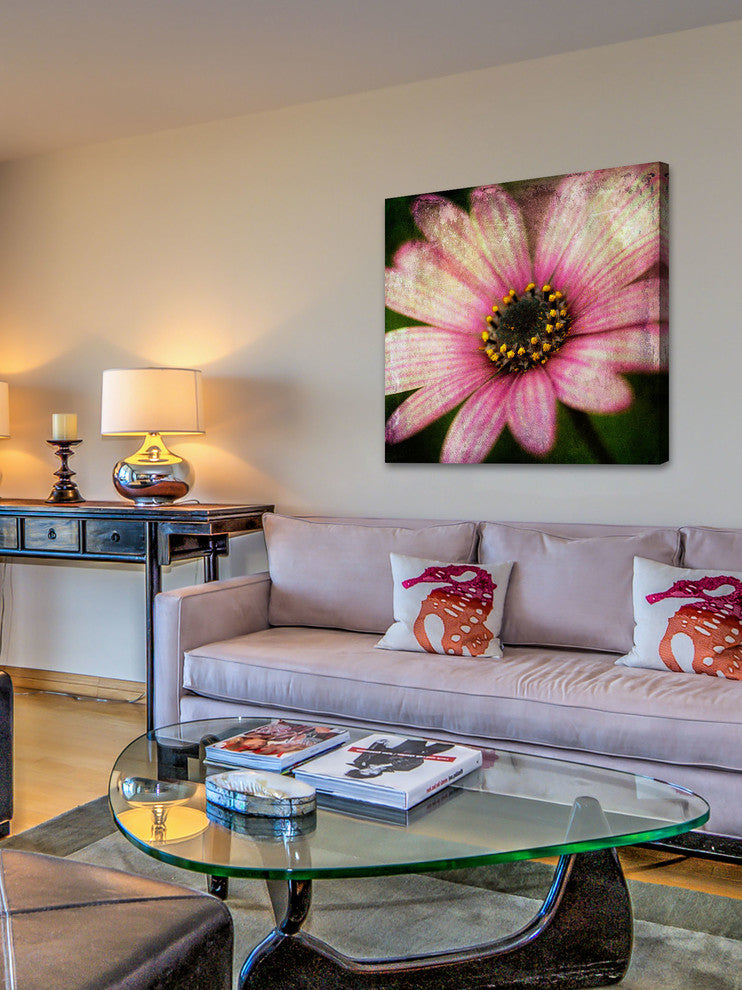 "Pink Daisy Panel 2" Painting Print on Canvas by Malek