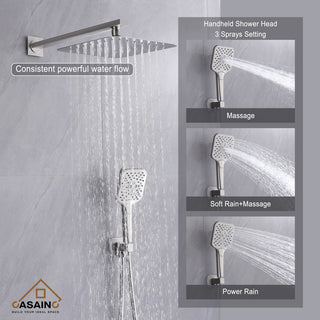 Brushed Nickel Wall Mounted  Shower Faucet Waterfall Shower Bar System, Brushed Nickle