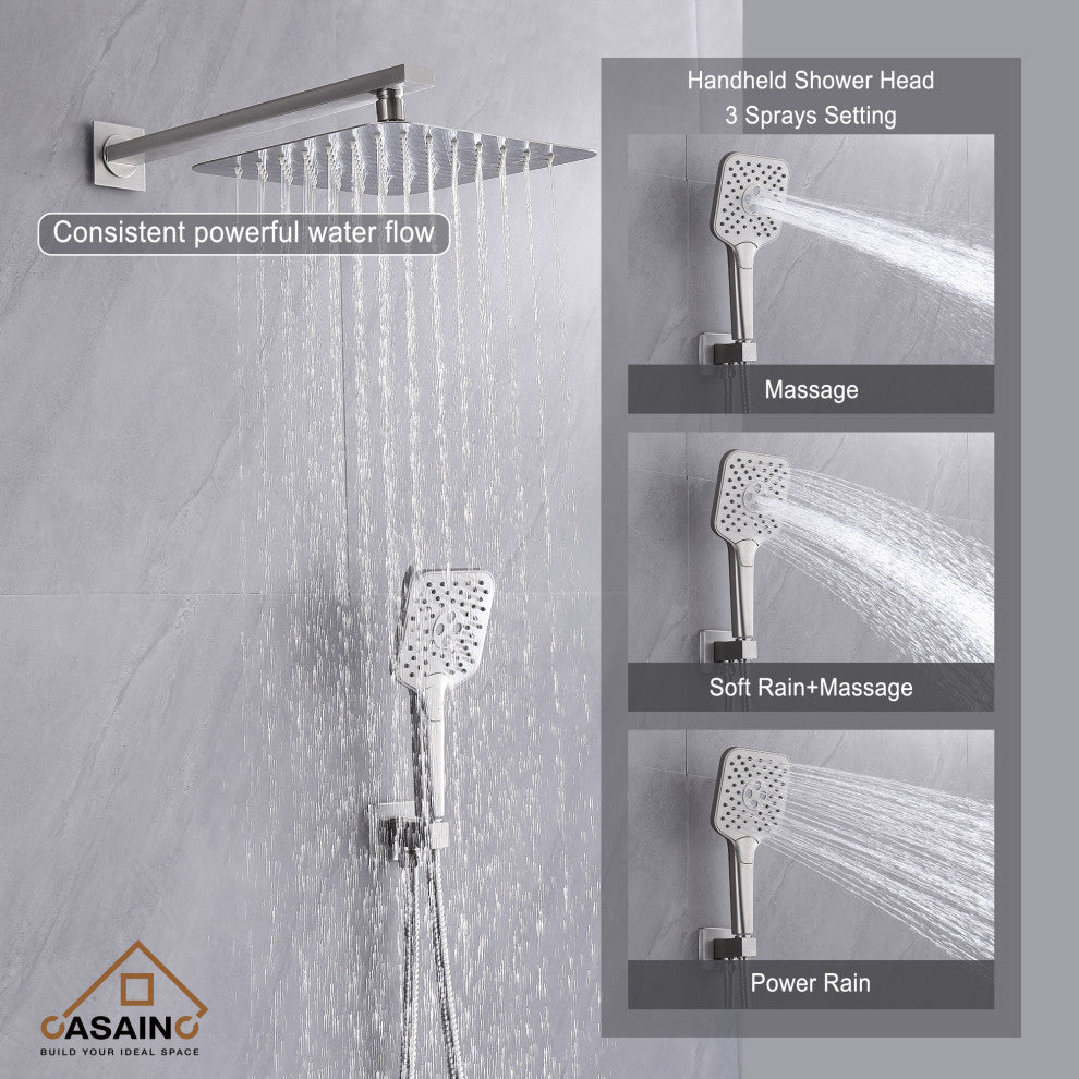 Brushed Nickel Wall Mounted  Shower Faucet Waterfall Shower Bar System, Brushed Nickle