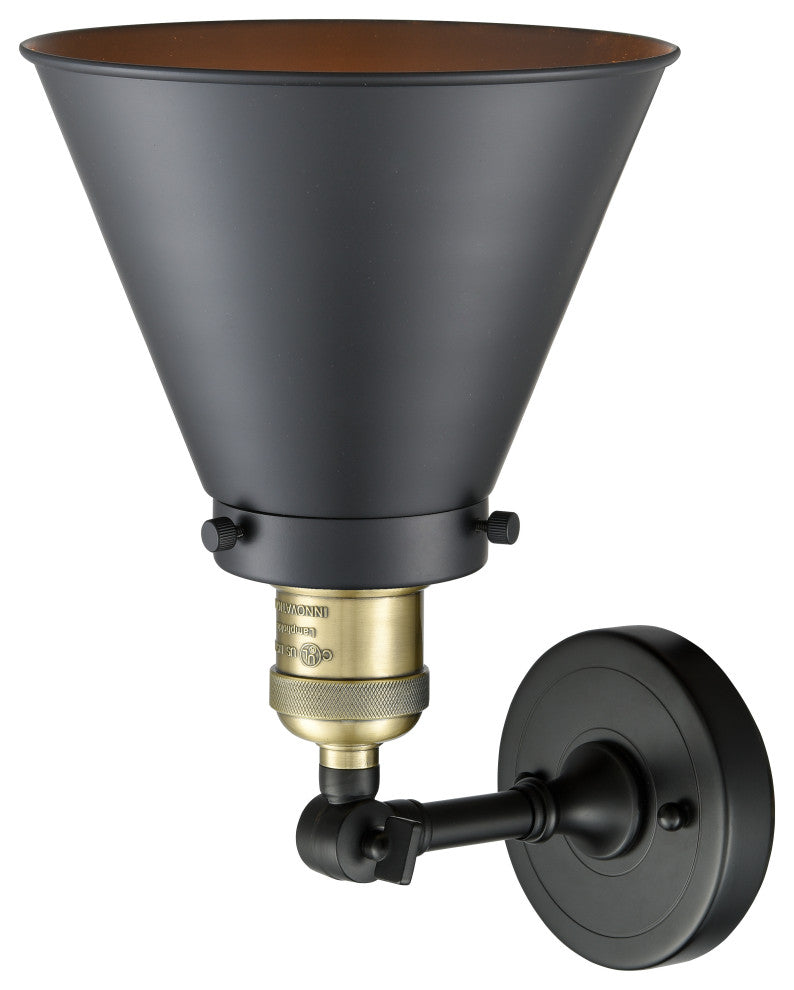 Appalachian 1-Light Sconce, Black Antique Brass, Matte Black