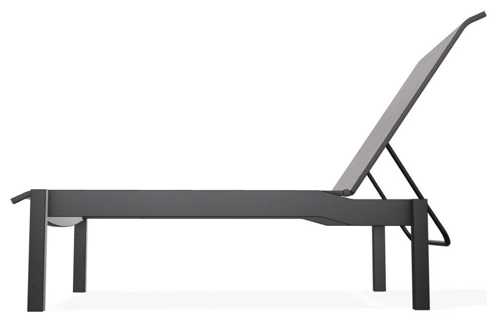Leeward Sling Stackable Outdoor Chaise Lounge, Fossil/Black
