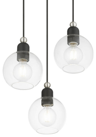 Downtown 3 Light Black With Brushed Nickel Accents Sphere Multi Pendant