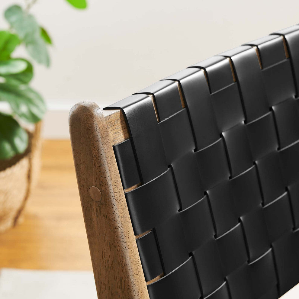 Saoirse Faux Leather Wood Dining Side Chair - Set of 2 - Walnut Black