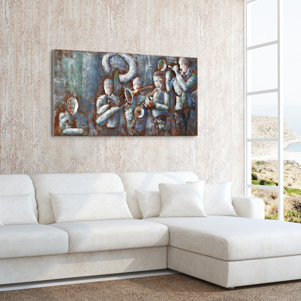 "Jazz Band" Primo Mixed Media Hand Painted Iron Wall Sculpture